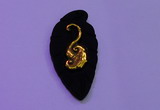 NGP2001 22*45mm carved gold plated matte black obsidian pendants