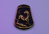 NGP2019 38*52mm carved gold plated matte black obsidian pendants