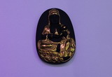 NGP2028 35*55mm carved gold plated matte black obsidian pendants