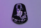 NGP2030 40*60mm carved silver plated matte black obsidian pendants