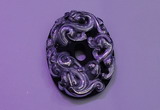 NGP2040 40*55mm carved silver plated matte black obsidian pendants