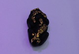 NGP2047 15*20*40mm carved gold plated matte black obsidian pendants