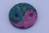 NGP205 6*40mm coin dyed imperial jasper & chrysocolla gemstone pendant