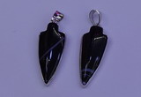 NGP2057 15*40mm - 18*45mm arrowhead striped agate pendants