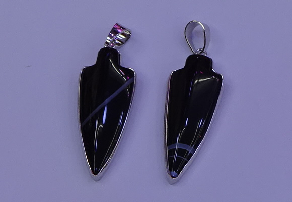 NGP2057 15*40mm - 18*45mm arrowhead striped agate pendants