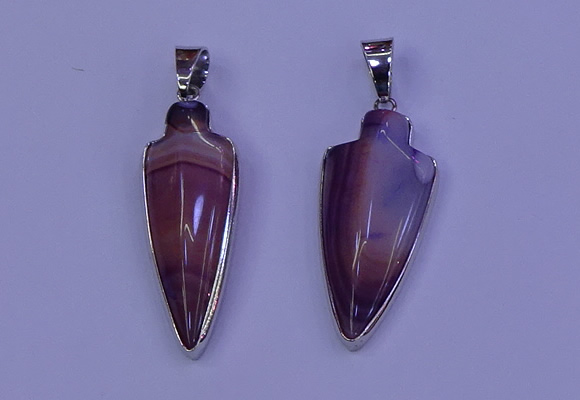 NGP2059 15*40mm - 18*45mm arrowhead striped agate pendants