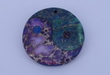 NGP206 6*40mm coin dyed imperial jasper & chrysocolla gemstone pendant