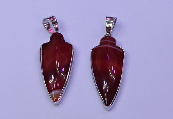 NGP2060 15*40mm - 18*45mm arrowhead striped agate pendants