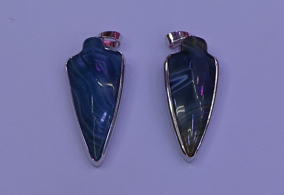 NGP2061 15*40mm - 18*45mm arrowhead striped agate pendants