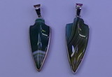 NGP2062 15*40mm - 18*45mm arrowhead striped agate pendants