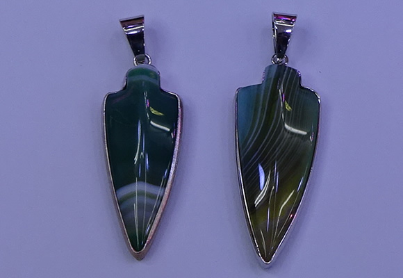 NGP2062 15*40mm - 18*45mm arrowhead striped agate pendants