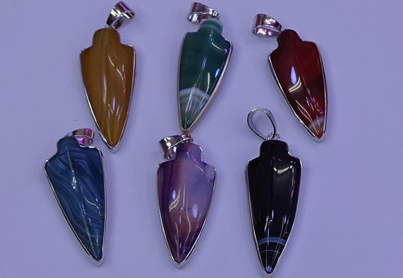 NGP2063 15*40mm - 18*45mm arrowhead striped agate pendants