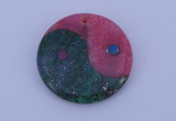 NGP208 6*40mm coin dyed rhodochrosite & chrysocolla gemstone pendant