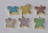 NGP2114 15*20mm - 18*25mm butterfly druzy agate gemstone pendants