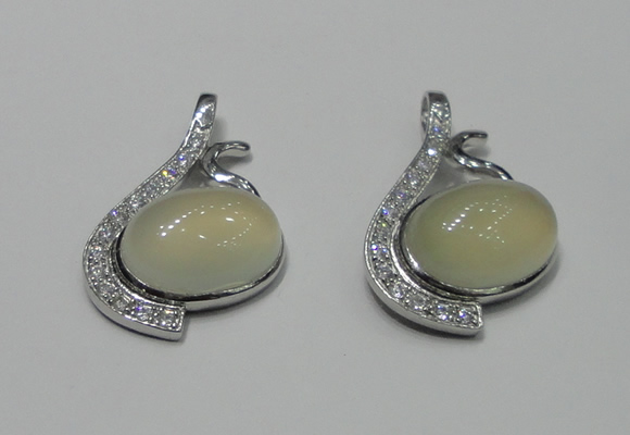 NGP2125 22*35mm agate gemstone pendants with crystal pave alloy settings