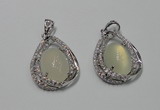 NGP2126 22*30mm agate gemstone pendants with crystal pave alloy settings