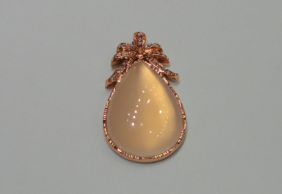 NGP2137 22*40mm agate gemstone pendants with crystal pave alloy settings