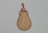 NGP2138 27*50mm agate gemstone pendants with crystal pave alloy settings