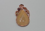 NGP2139 25*45mm agate gemstone pendants with crystal pave alloy settings