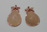 NGP2145 28*48mm agate gemstone pendants with crystal pave alloy settings