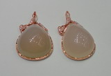 NGP2146 28*50mm agate gemstone pendants with crystal pave alloy settings