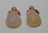 NGP2147 28*48mm agate gemstone pendants with crystal pave alloy settings