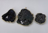 NGP2210 30*40mm - 45*55mm freeform plated druzy agate pendants