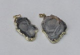 NGP2212 20*30mm - 35*35mm freeform plated druzy agate pendants