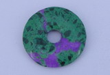 NGP223 5*30mm synthetic ruby zoisite & malachite gemstone donut pendant