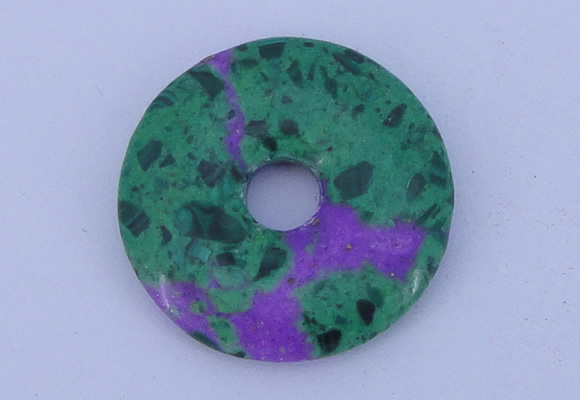 NGP223 5*30mm synthetic ruby zoisite & malachite gemstone donut pendant