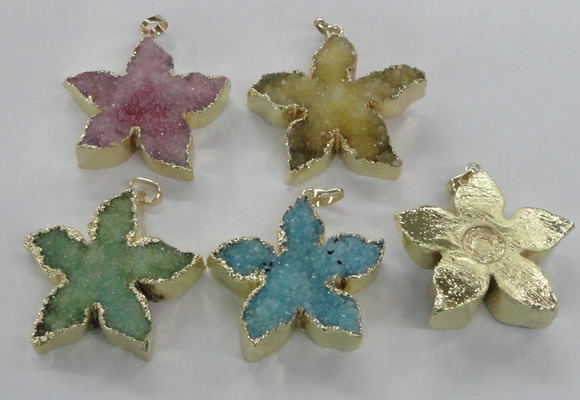 NGP2266 38*40mm - 42*45mm star druzy agate gemstone pendants