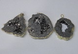 NGP2324 35*45mm - 45*55mm freeform plated druzy agate pendants