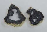 NGP2325 35*45mm - 45*55mm freeform plated druzy agate pendants