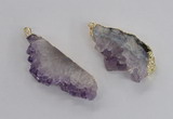 NGP2358 30*50mm - 30*65mm freeform druzy amethyst pendants