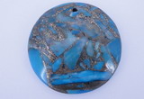 NGP236 7*40mm dyed golden turquoise & pyrite gemstone pendants