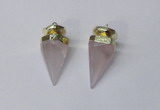 NGP2405 18*35mm - 20*40mm cone rose quartz pendants wholesale