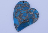 NGP241 39*47mm dyed golden turquoise & pyrite gemstone pendants