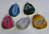 NGP2437 30*40mm - 40*45mm freeform druzy agate pendants wholesale