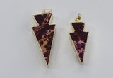 NGP2448 18*38mm - 22*45mm arrowhead sea sediment jasper pendants