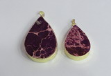 NGP2455 20*30mm - 30*35mm flat teardrop sea sediment jasper pendants