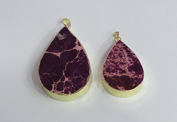 NGP2455 20*30mm - 30*35mm flat teardrop sea sediment jasper pendants