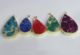 NGP2460 20*30mm - 30*35mm flat teardrop sea sediment jasper pendants