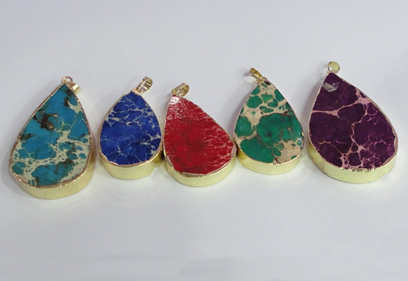 NGP2460 20*30mm - 30*35mm flat teardrop sea sediment jasper pendants