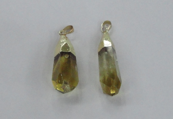 NGP2487 12*30mm - 10*40mm faceted nuggets lemon quartz pendants