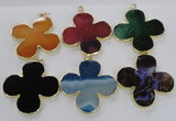 NGP2546 53*53mm - 56*56mm flower agate gemstone pendants