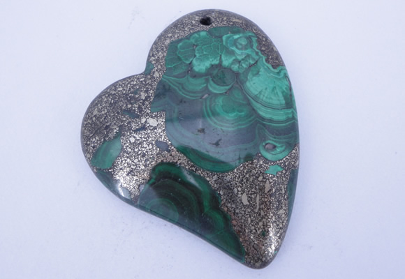 NGP255 41*50mm fashion malachite & pyrite gemstone pendants