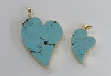 NGP2595 25*35mm - 35*45mm heart turquoise pendants wholesale