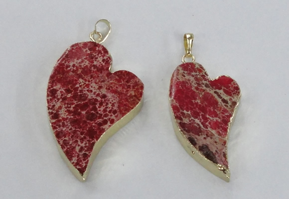 NGP2598 25*35mm - 35*45mm heart sea sediment jasper pendants