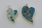 NGP2599 25*35mm - 35*45mm heart sea sediment jasper pendants