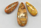 NGP260 15*30mm - 20*50mm flat teardrop sea sediment jasper pendants set